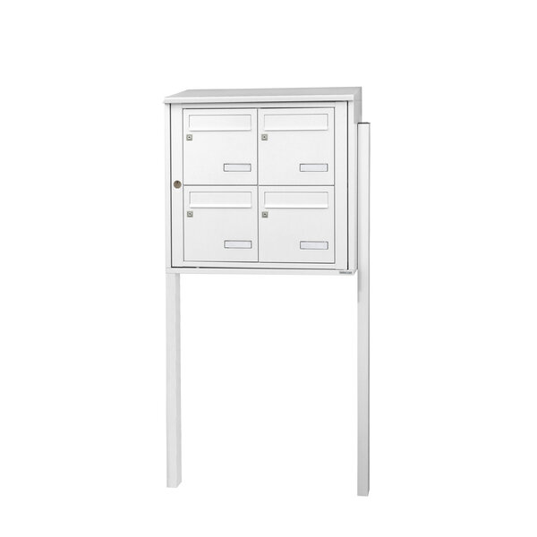 Bloc collectif Leabox  2x2  grade 3  simple face  extérieur  fixation sur pieds à sceller  blanc neige  ral 9016 finition brillante