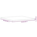 vidaXL Dessus de table 60x60x2 5 cm carré bois massif de hêtre