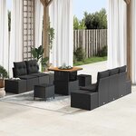 vidaXL Ensemble de canapé de jardin avec coussin 8 Pièces Noir Poly rotin