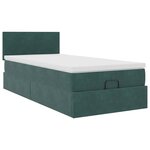 vidaXL Cadre de lit ottoman avec matelas vert foncé 90x190 cm velours