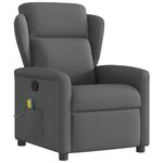 vidaXL Fauteuil inclinable de massage en tissu gris foncé