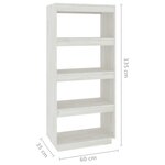 vidaXL Bibliothèque/Séparateur de pièce Blanc 60x35x135 cm Pin massif