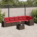 vidaXL Salon de jardin avec coussins 7 Pièces marron résine tressée