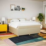 vidaXL Sommier à lattes de lit avec matelas Crème 180x200 cm Tissu