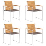 vidaXL Chaises de jardin lot de 4 avec coussins Bois de teck massif