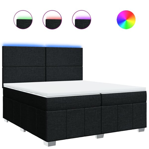 vidaXL Sommier à lattes de lit avec matelas Noir 200x200 cm Tissu