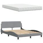 vidaXL Lit avec matelas Hanko gris clair 120x200 cm tissu