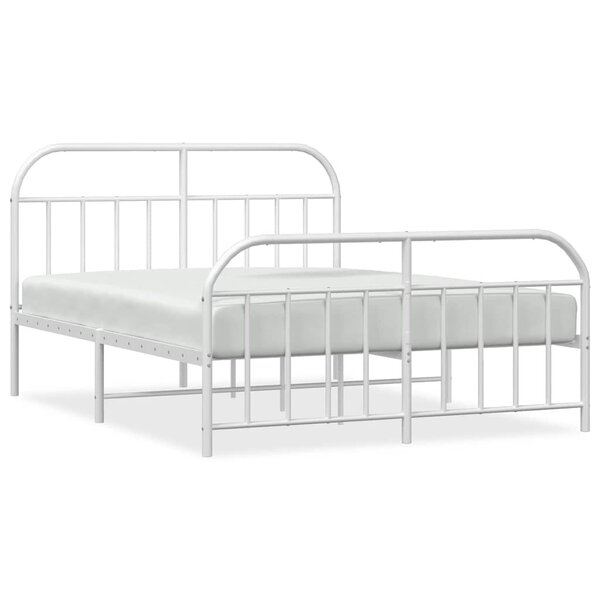 vidaXL Cadre de lit métal sans matelas et pied de lit blanc 180x200 cm