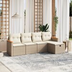 vidaXL Salon de jardin avec coussins 5 Pièces beige résine tressée