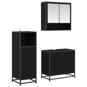 vidaXL Ensemble de mobilier de salle de bain 3 Pièces Chêne noir