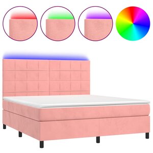 vidaXL Sommier à lattes de lit matelas et LED Rose 180x200 cm Velours