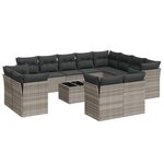 vidaXL Salon de jardin avec coussins 13 Pièces gris clair résine tressée