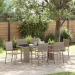 Ensemble salle à manger jardin vidaXL 7 pièces gris poly rattan