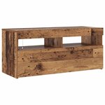 vidaXL Meuble TV avec lumières LED vieux bois bois d'ingénierie