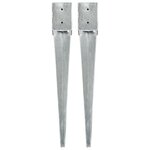vidaXL Piquets au sol 2 Pièces Argenté 10x10x76 cm Acier galvanisé