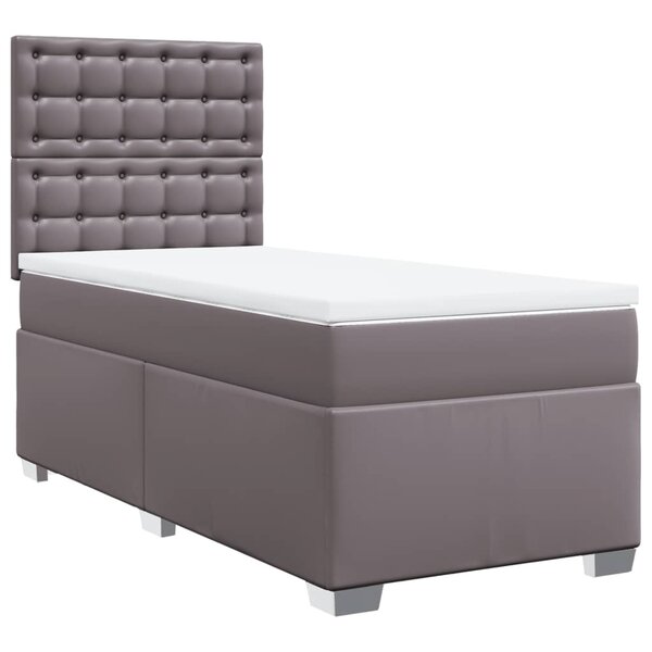 vidaXL Sommier à lattes de lit avec matelas Gris 90x190 cm Similicuir