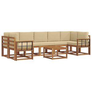 vidaXL Ensemble de canapés d'extérieur 8 pc Naturel et Beige