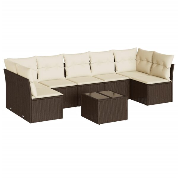 vidaXL Salon de jardin 8 Pièces avec coussins marron résine tressée