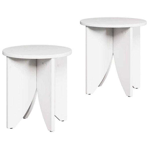 vidaXL Table basse 2 Pièces Blanc 41 5 x 41 5 x 44 cm Bois massif en pin