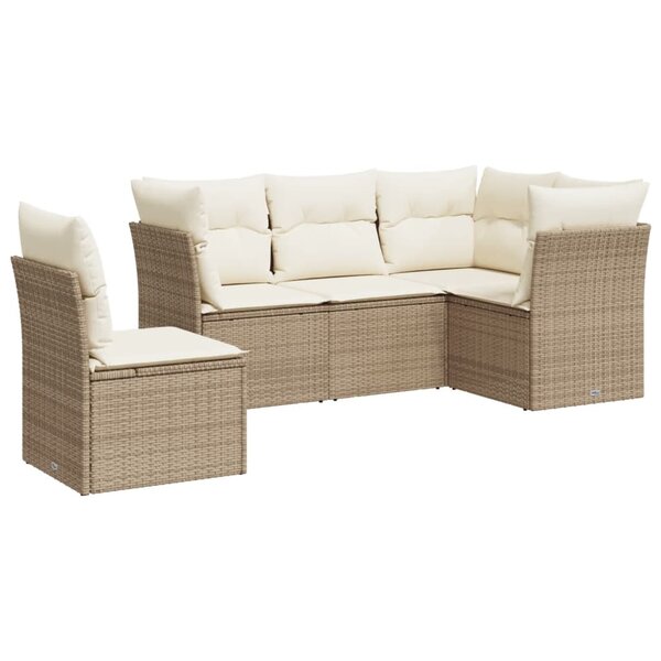 vidaXL Salon de jardin avec coussins 5 Pièces beige résine tressée