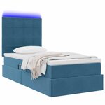 vidaXL Lit de rangement LED avec matelas Bleu foncé 90 x 200 cm