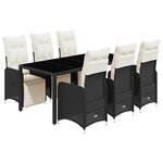 vidaXL Ensemble de bistro de jardin 7 Pièces coussins noir poly rotin