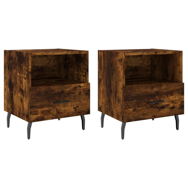 vidaXL Tables de chevet 2Pièces chêne fumé 40x35x47 5cm bois d’ingénierie