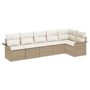 vidaXL Ensemble de canapé de jardin avec coussin 6 Pièces Beige polyrotin
