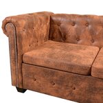 vidaXL Canapé d'angle Chesterfield 5 plcs Cuir artificiel Marron