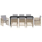 Ensemble de Salle à Manger de Jardin 9 Pièces avec Coussins Beige Rattan Poly