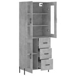vidaXL Buffet haut Gris béton 69 5x34x180 cm Bois d'ingénierie