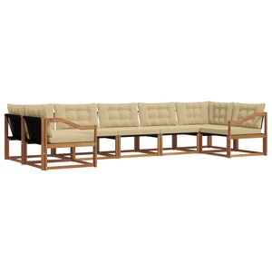 vidaXL Ensemble de canapés d'extérieur 7 pc Naturel et Beige