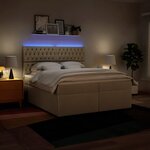 vidaXL Sommier à lattes de lit avec matelas Crème 200x200 cm Tissu