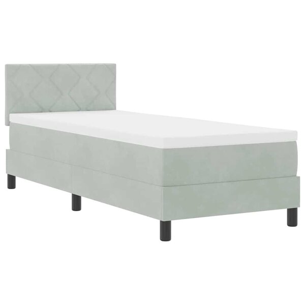 vidaXL Lit à ressort LED avec matelas Gris clair 80 x 200 cm Velours