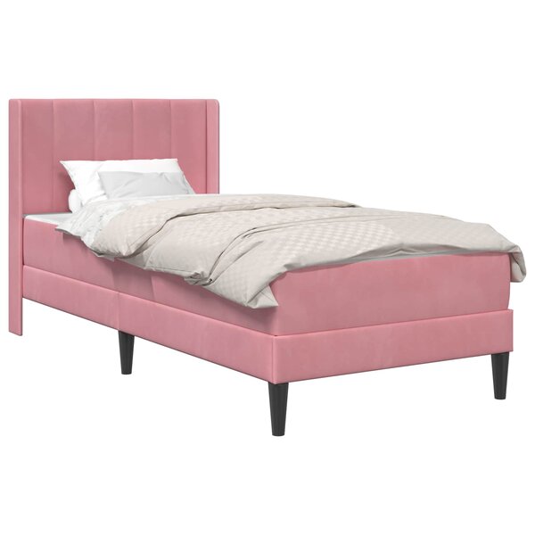 vidaXL Cadre de lit avec matelas Rose 100 x 200 cm Velours
