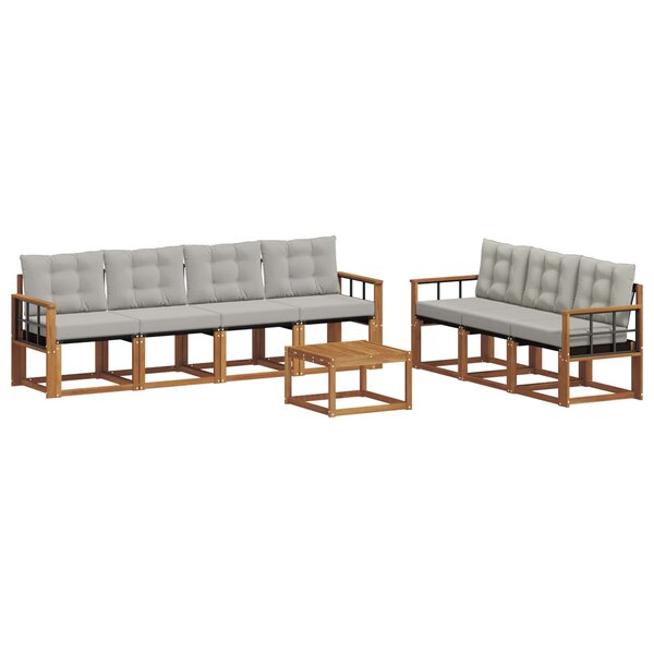 vidaXL Ensemble de canapés d'extérieur 8 pc Gris Naturel et Clair