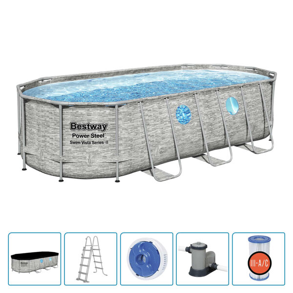 Bestway Ensemble de piscine Power Steel Swim Vista 549x274x122 cm