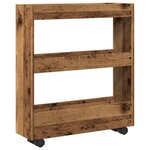 vidaXL Chariot de rangement étroit 3 niveaux vieux bois