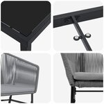 vidaXL Ensemble de salle à manger de jardin 5 pièces avec coussins gris en poly rotin