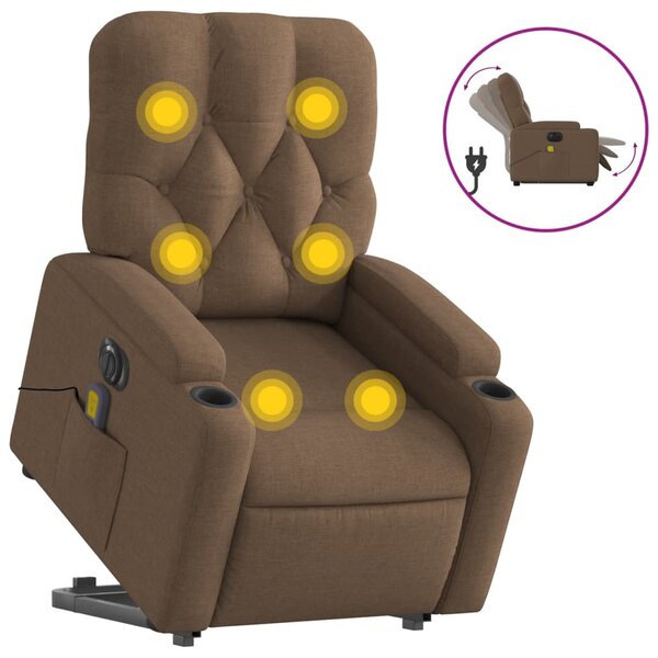 vidaXL Fauteuil inclinable de massage électrique Marron Tissu