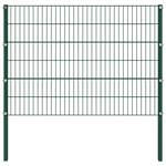 vidaXL Panneau de clôture avec poteaux Fer 5 1 x 1 2 m Vert