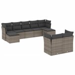 vidaXL Salon de jardin 9 Pièces avec coussins gris résine tressée