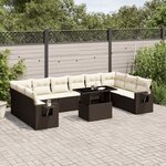 vidaXL Salon de jardin et coussins 11 Pièces marron résine tressée