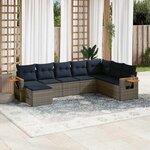 vidaXL Salon de jardin 8 Pièces avec coussins gris résine tressée