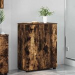vidaXL Cabinet de salle de bain avec porte Chêne fumé 60 x 35 x 80 cm