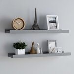 vidaXL Étagères à rebord pour cadre photo 2 Pièces Gris 80x9x3 cm MDF