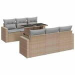 vidaXL Salon de jardin avec coussins 7 Pièces beige résine tressée