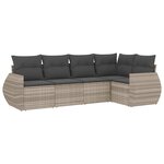 vidaXL Salon de jardin 5 Pièces avec coussins gris clair résine tressée