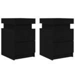 vidaXL Cabinet de chevet avec tiroir 2 Pièces Chêne noir 35 x 39 x 55 cm