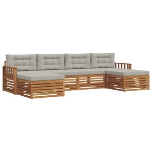 vidaXL Ensemble de canapés d'extérieur 6 pc Gris Naturel et Clair
